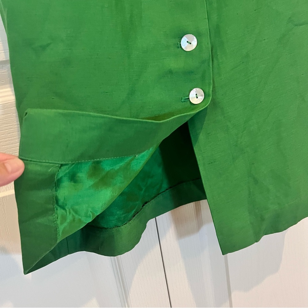 Aritzia Le Fou Wilfred NWOT Michalina Green Dress  Linen Blend Size 4 - Picture 9 of 17